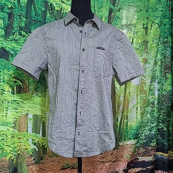 Calvin Klein Jeans | Shirts | 3287 Calvin Klein Jeans Mens Short Sleeve  Grey Button Down Casual Shirt M | Poshmark